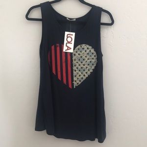 NWT American Flag Heart Tank Top